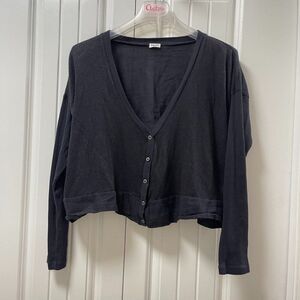 Splendid Sheer Cropped Cardigan Black - Small